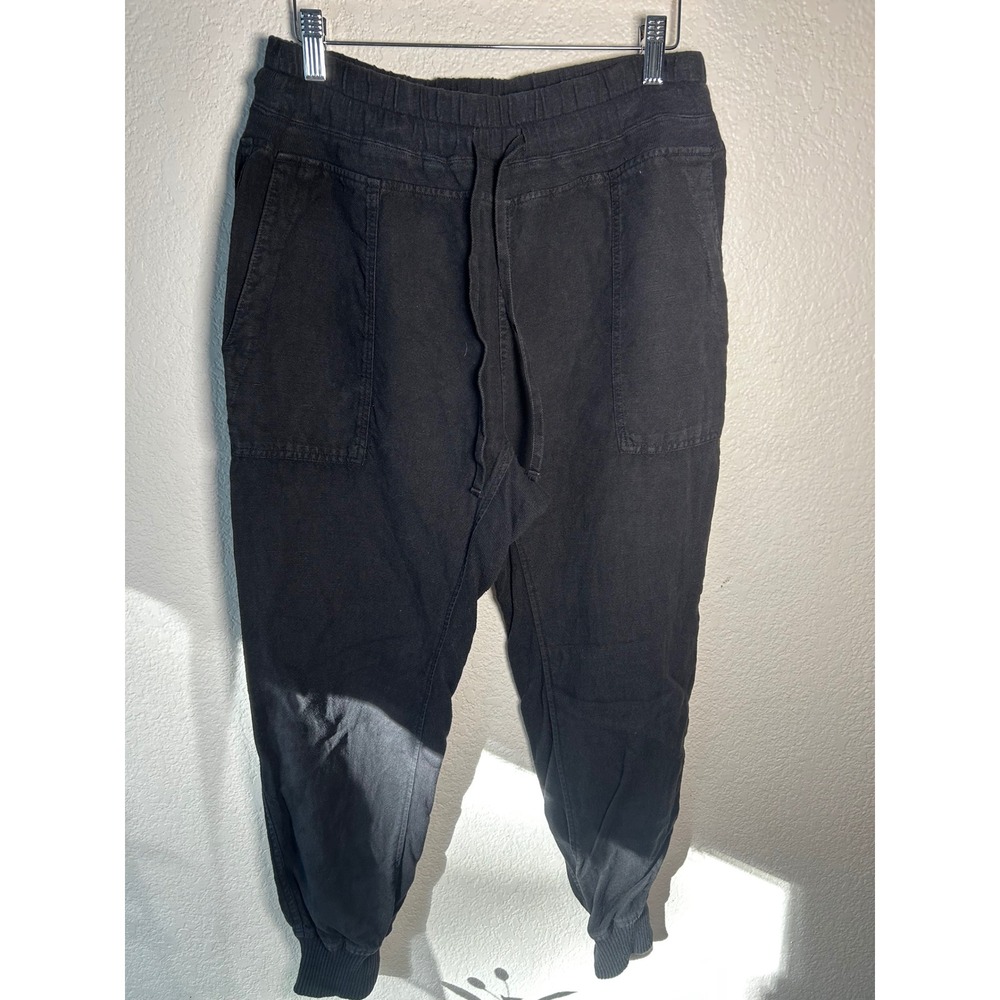 Standard James Perse Black Mixed Media Joggers Drawstring Utility Pants Size 2